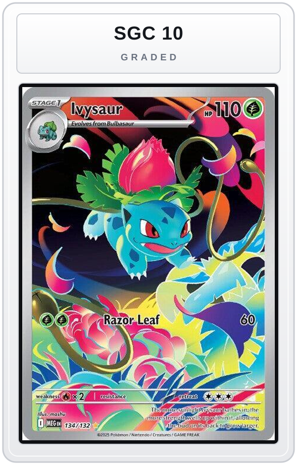 Graded - Ivysaur - 134/132 — SGC 10 graded overlay