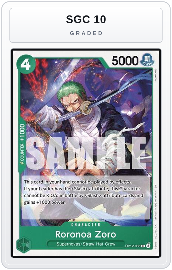 Graded - Roronoa Zoro (036) — SGC 10 graded overlay