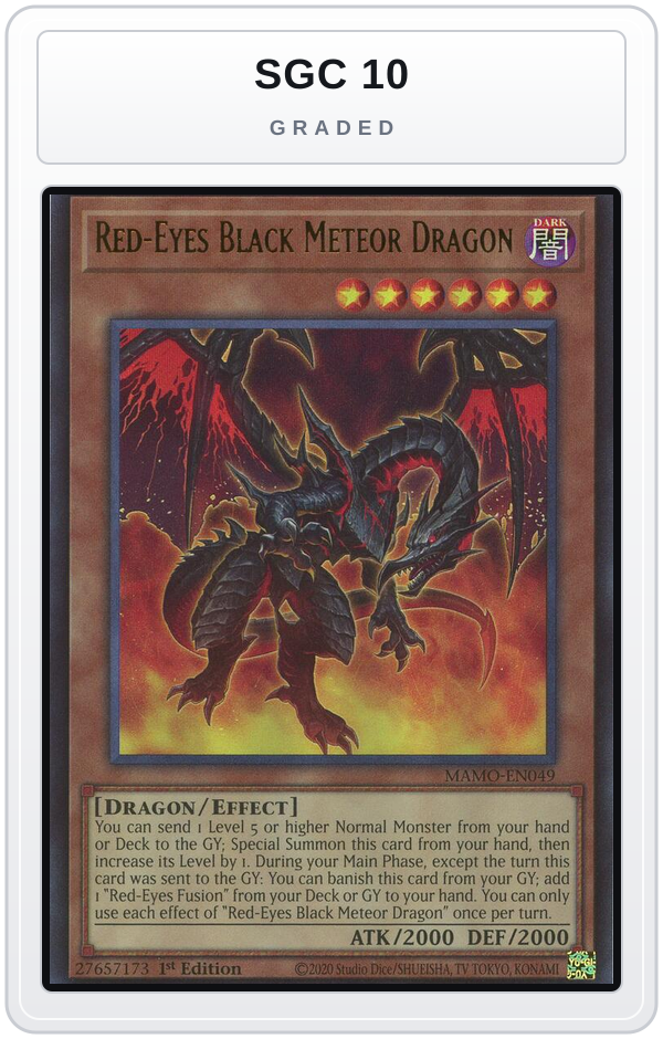 Graded - Red-Eyes Black Meteor Dragon — SGC 10 graded overlay