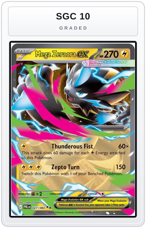 Graded - Mega Zeraora ex - 027/084 — SGC 10 graded overlay
