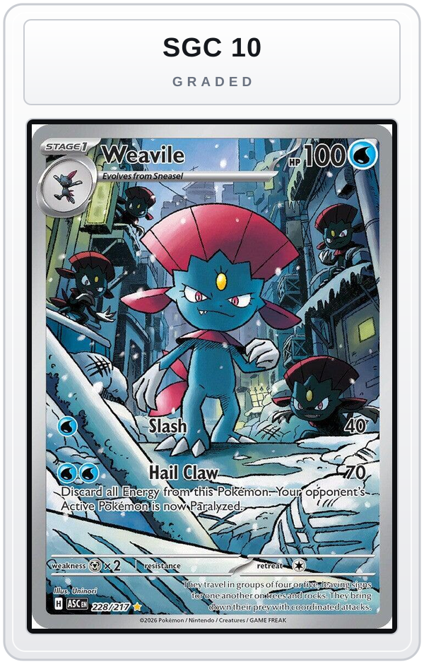 Graded - Weavile - 228/217 — SGC 10 graded overlay