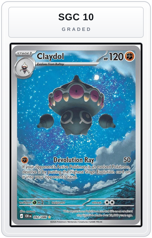 Graded - Claydol - 092/086 — SGC 10 graded overlay