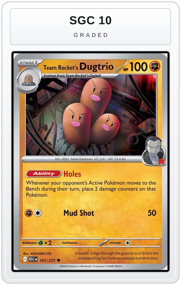 Graded - Team Rocket's Dugtrio - 101/217 — SGC 10 graded overlay
