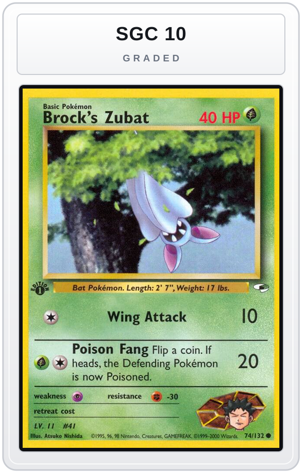 Graded - Brock's Zubat (74) — SGC 10 graded overlay